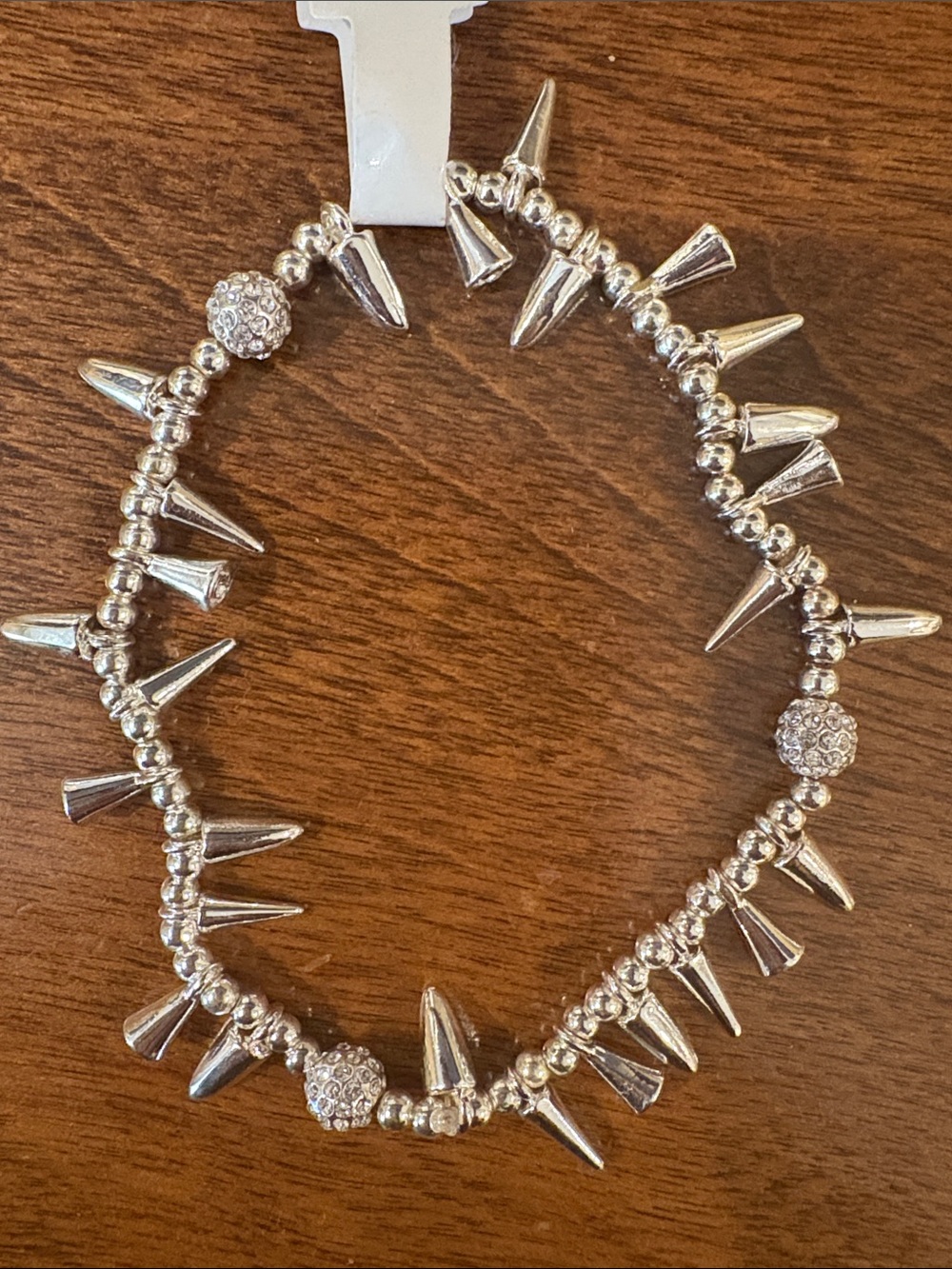 Silver Spike Beaded Stretch Bracelet - Women's Jewelry